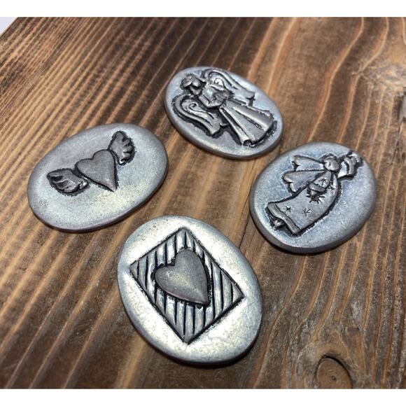 4 - Basic Spirit Canadian Pewter Tokens Angel Heart Believe Protection - Picture 5 of 5
